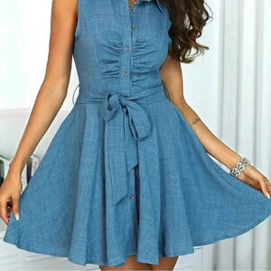 CBR button down shirt dress with belt Size M